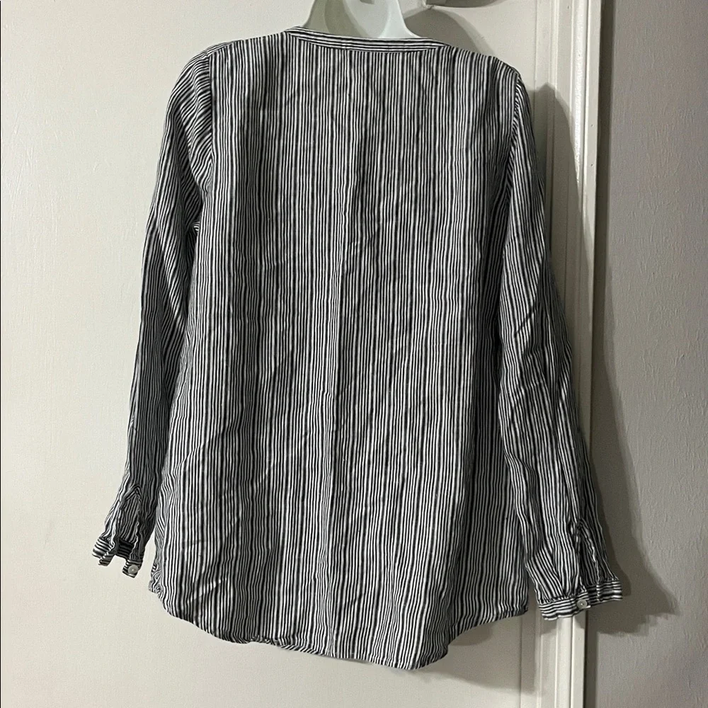 J. Jill Black and White Striped Linen Top - Picture 3 of 8
